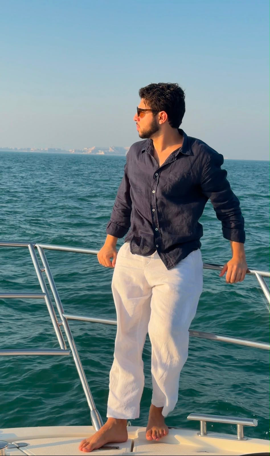 Navy Blue Linen Chemise