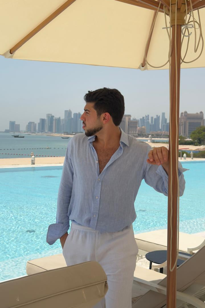 Sky Blue Linen Chemise