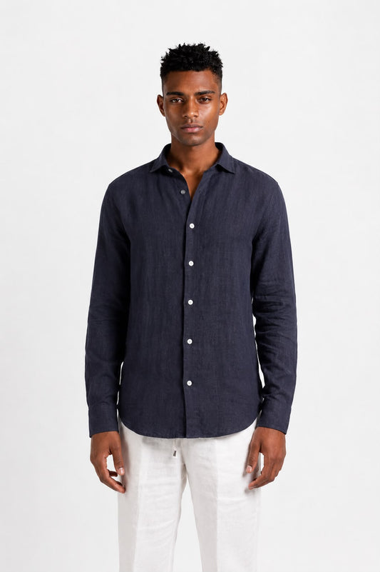 Navy Blue Linen Chemise